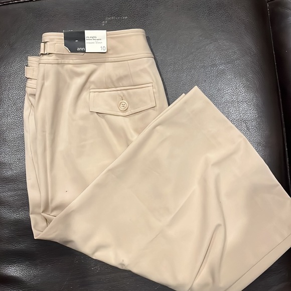Loft Cropped Dress Pants Ann Size 10 Color Tan - Picture 4 of 5